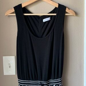 CALVIN KLEIN Black and White Geometric Print Jumpsuit